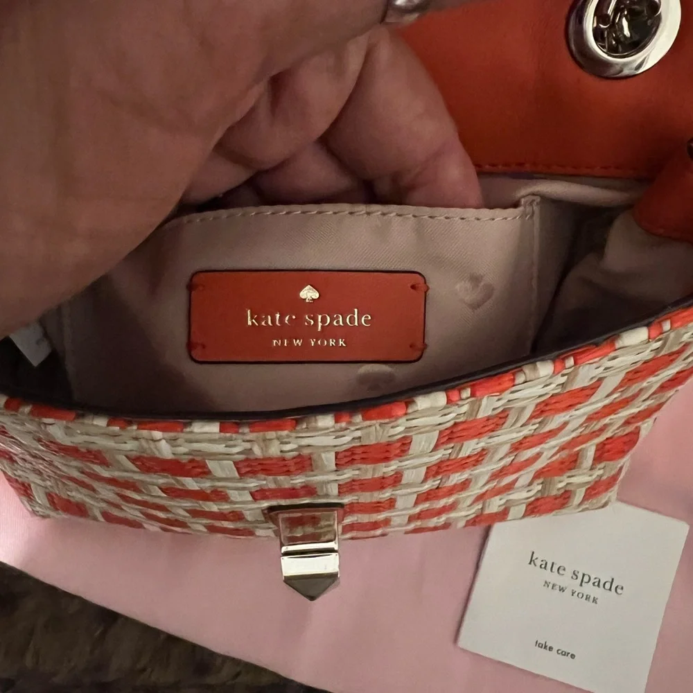 Kate Spade Orange & Cream Woven Crossbody Bag